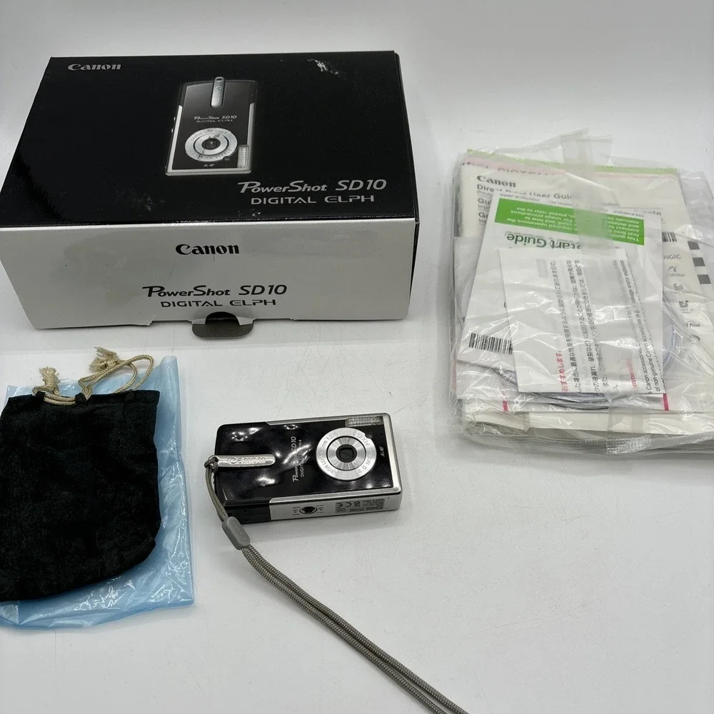 Canon PowerShot SD10 Digital Elph Camera Bundle with Battery/Charger & Box AS IS